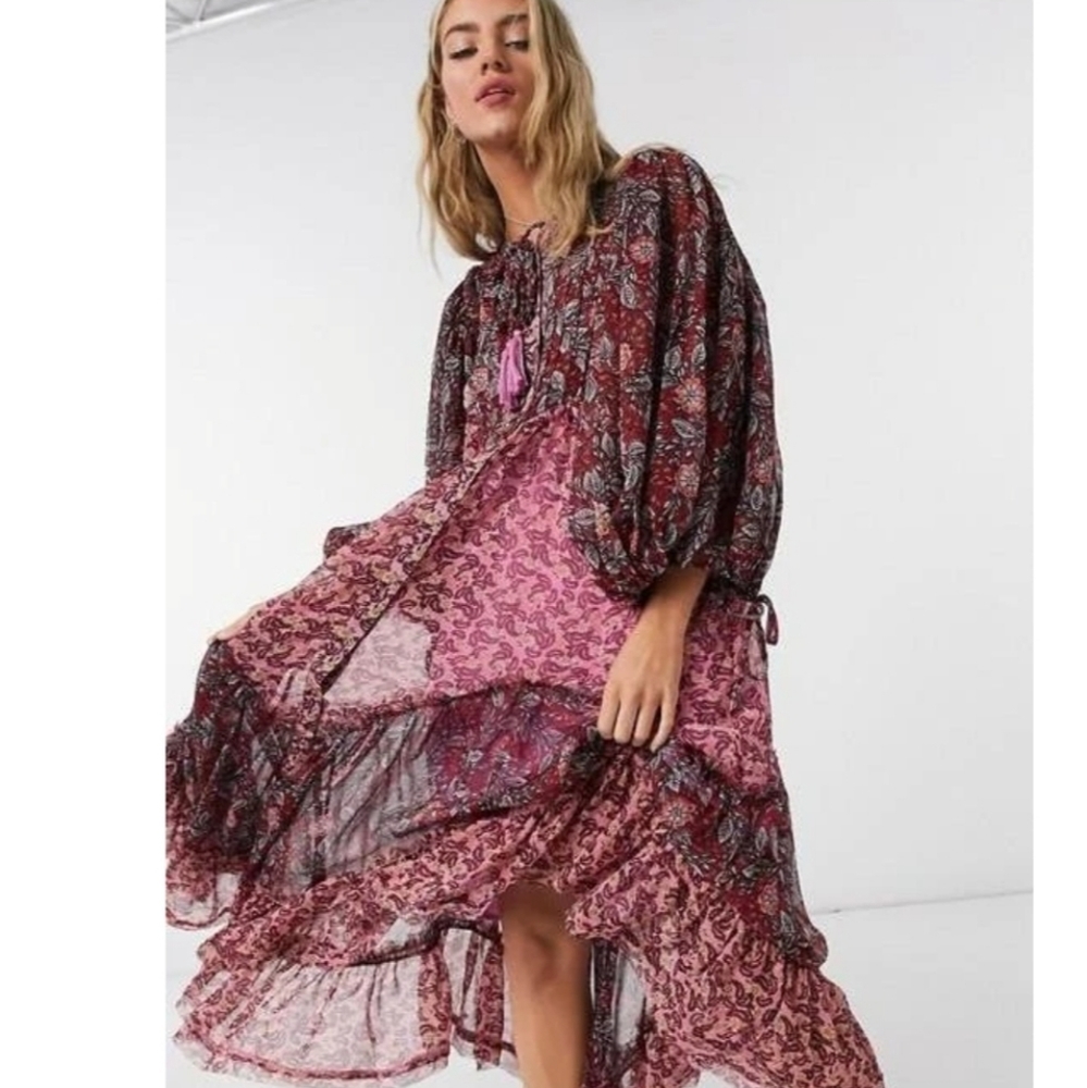 Free People Estelle Chiffon Bohemian Peasant Maxi - Picture 7 of 13